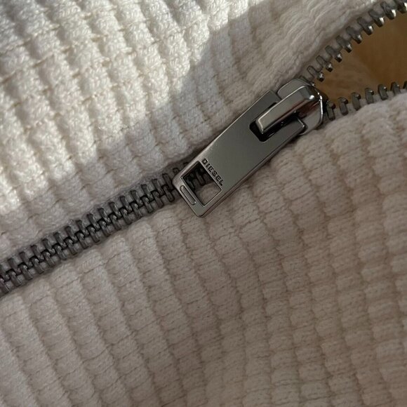 NWOT DIESEL Men's Sweater Zipped Cardigan Size M Cream Cotton Blend - Picture 8 of 13